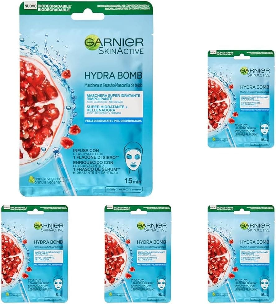 GARNIER Tissu Máscara energética, 32 g (embalagem de 5)