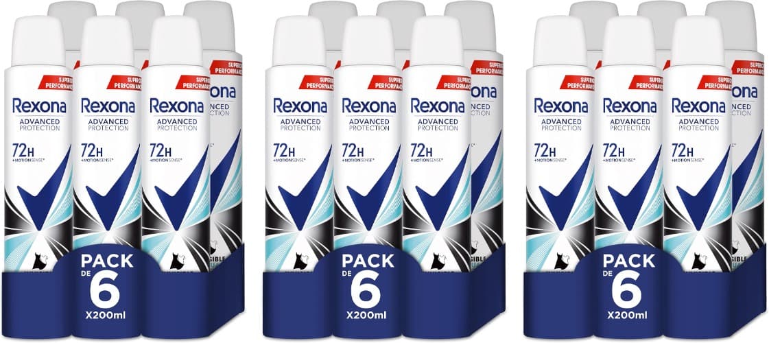 Rexona Desodorante aerossol Advance Protection invisível Aqua 72 h para mulher 200 ml x 18