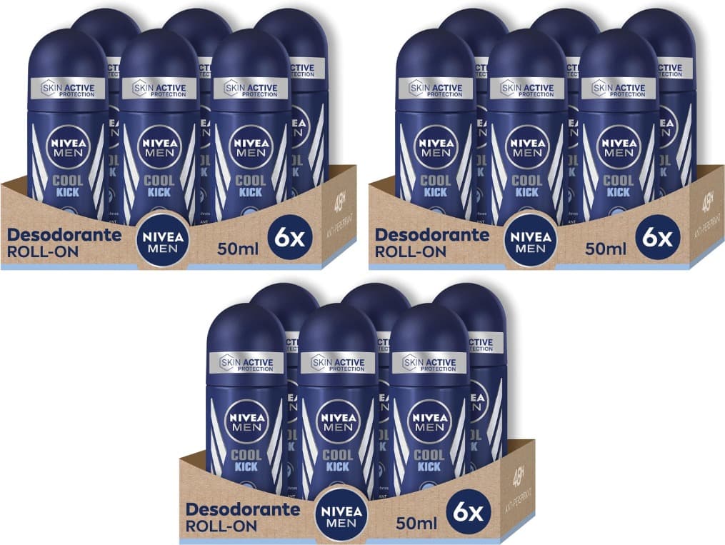 NIVEA MEN Cool Kick Roll-on, (6 x 50 ml), 3 packs