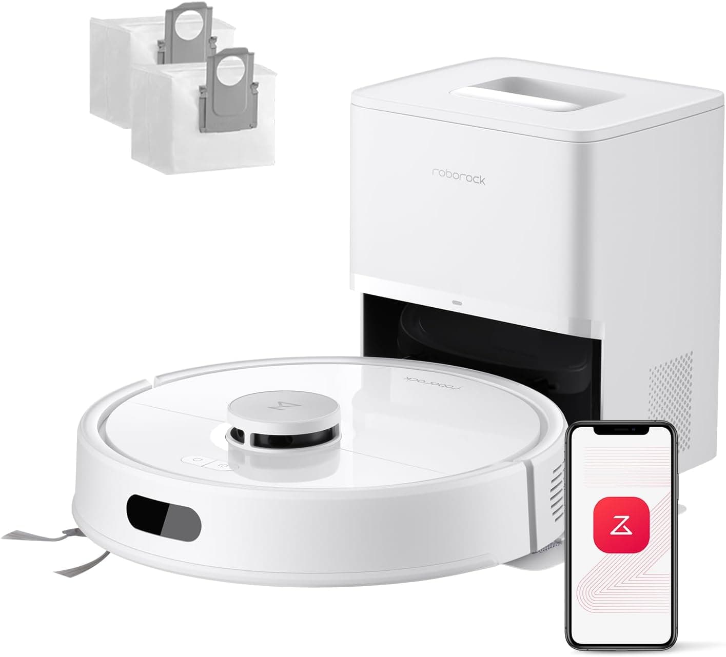 roborock Q7 L5 Set Robot aspirador e esfregona de 8000 Pa, 7 Weeks auto-esvaziamento, sistema duplo anti-embaraços, navegação PreciSense LiDAR, pisos duros, tapetes e pelo de animais de estimação
