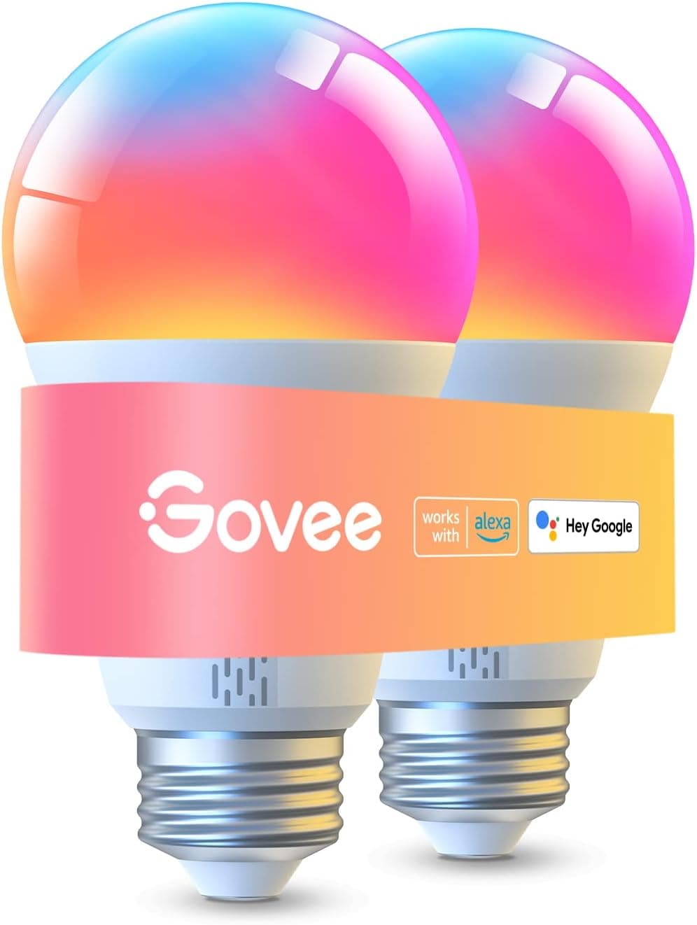 Govee Lâmpadas LED inteligentes A19, reguláveis RGBWW de 1000 lm, lâmpadas LED com mudança de cor por Wi-Fi, funcionam com Alexa e Google Assistant sem necessidade de hub, 75 W 2 pacotes 