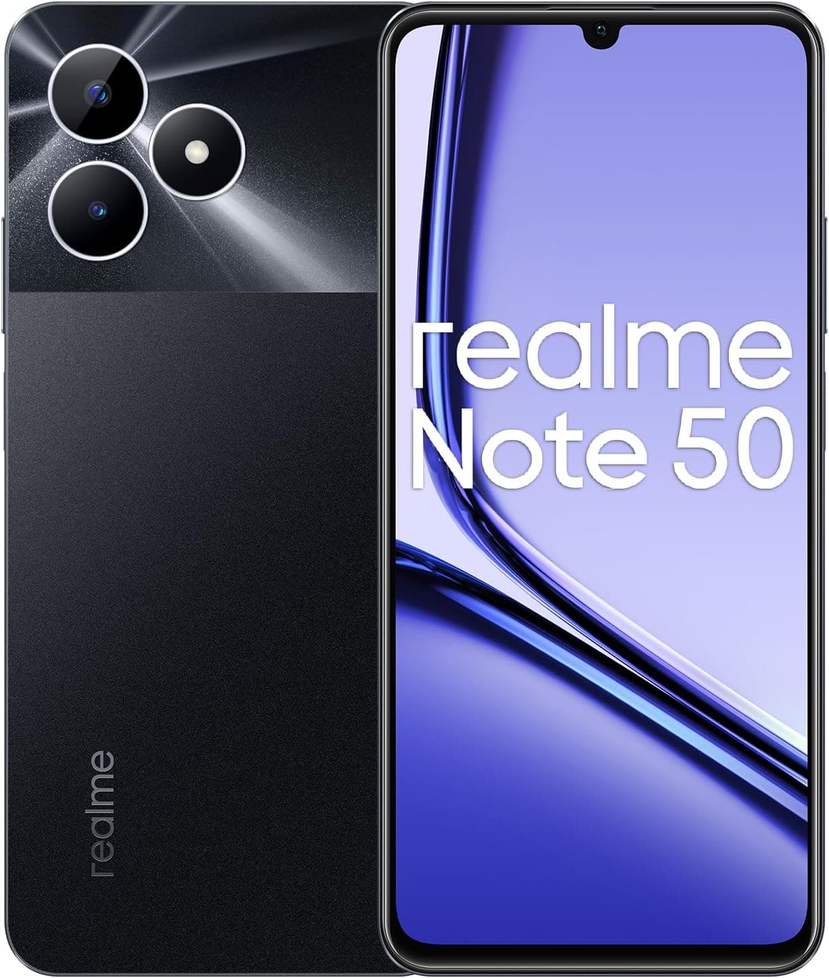 realme Telemóvel Note 50 4G 3+64GB, ecrã realista de 90 Hz, câmara de 13 MP com IA, corpo ultrafino de 7,99 mm, grande bateria de 5000 mAh, preto