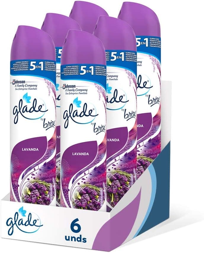 Glade Aerossol - ambiente em spray contra maus odores. Essência para casa e banho fragrância Lavanda, conjunto de 6 unidades, 300 ml