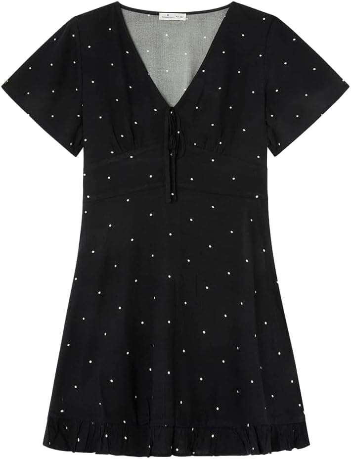 SPRINGFIELD | Vestido curto casual com mangas capa e padrão de bolinhas para mulher