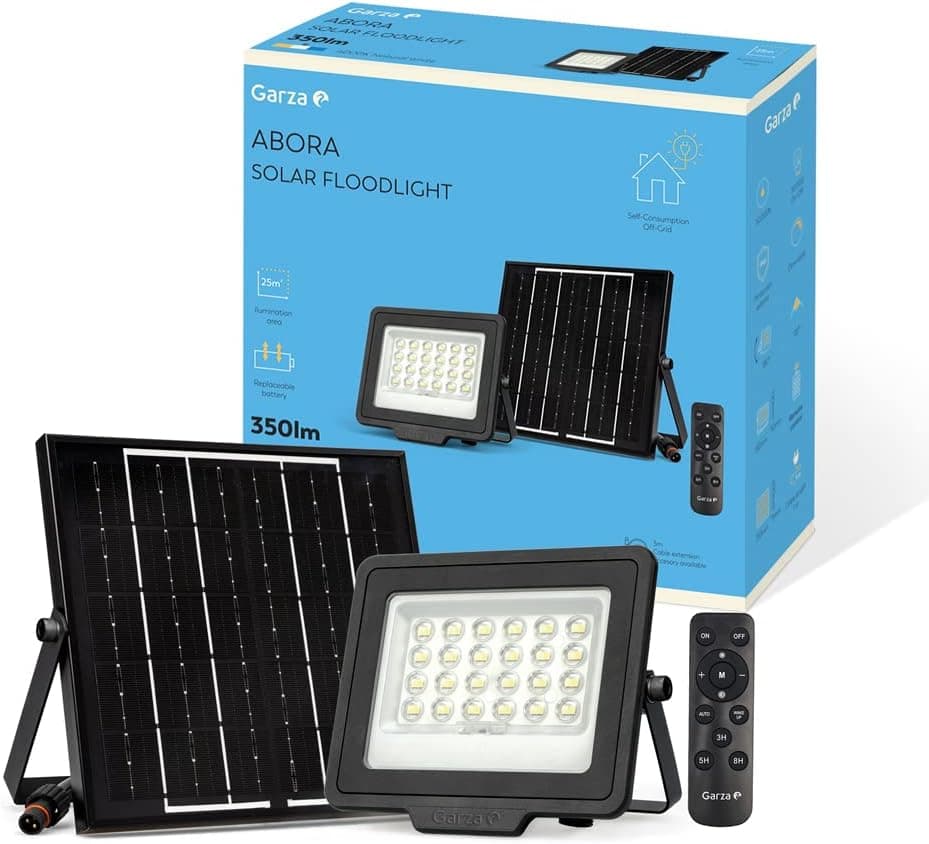 Garza Abora 401371G | Foco LED solar exterior com sensor crepuscular e autonomia até 12 horas para áreas de 25 m²