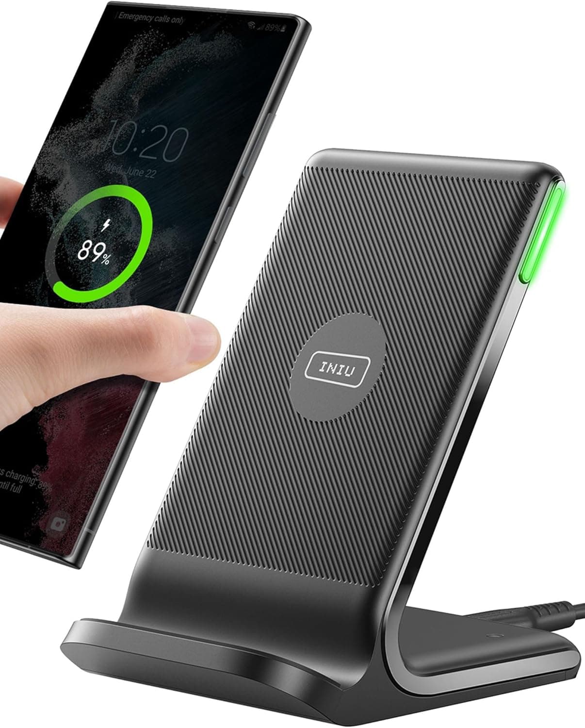 INIU Carregador sem fios rápido Stand, 15 W certificação Qi 