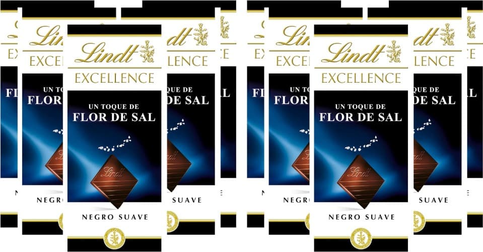 Lindt Chocolate EXCELLENCE chocolate preto com flor de sal, chocolate puro, chocolate preto aromático, extrafino, chocolate com sal, 100 g x 10