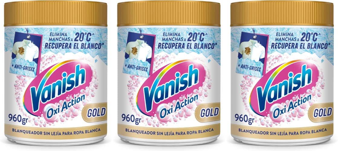 Vanish Oxi Action Multipoder Removedor de manchas multifuncional, branqueador e potenciador de lavagem, para roupa branca, em pó, sem lixívia, 800 g x 3