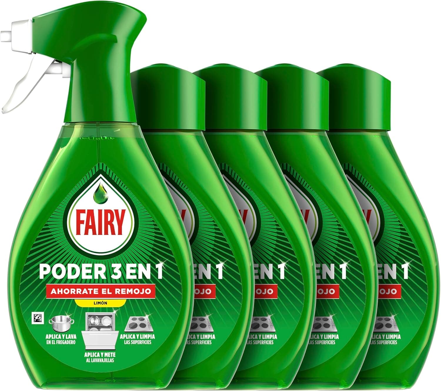 Fairy Power | Spray limpa loiça e utensílios sem necessidade de demolhar com aroma a limão 1000 ml + 3 recargas spray 1500 ml