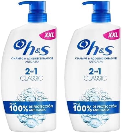 H&S Classic champô e condicionador anti-caspa 2 em 1, 1000 ml, com dispensador. Até 100% de proteção anti-caspa. Para todos os tipos de cabelo e couro cabeludo. Uso diário. Limpeza profunda