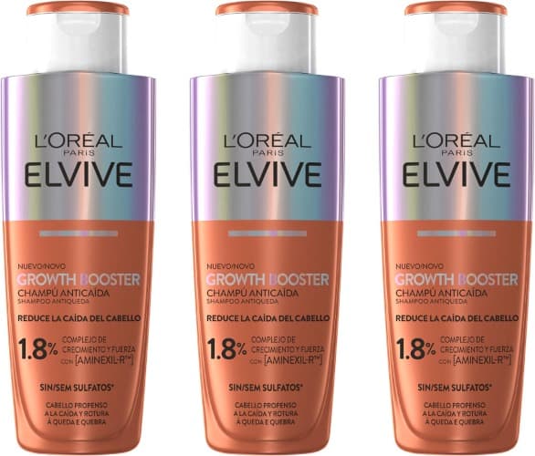 L'Oréal Paris Elvive Growth Booster Shampoo anti-queda 200 ml x 3