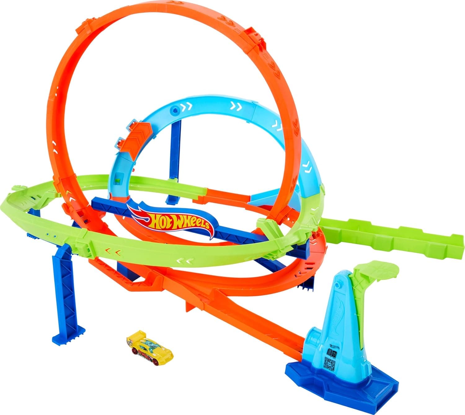 Hot Wheels Action "Let's Race - a correr!" Netflix - Desafio do ciclone pista para carros de brinquedo com lançador e 1 veículo, 2 formas de jogar, brinquedo + 4 anos (Mattel HXM94)
