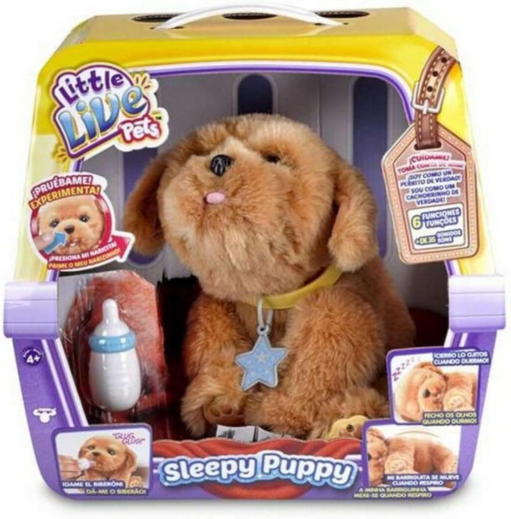 Little Live Pets - Sleepy Puppy, Animal de estimação interativo, que se move e faz sons, Filhote pequeno, macio e fofinho, Inclui certificado de adoção, para crianças +4 anos, Famosa (700013210)