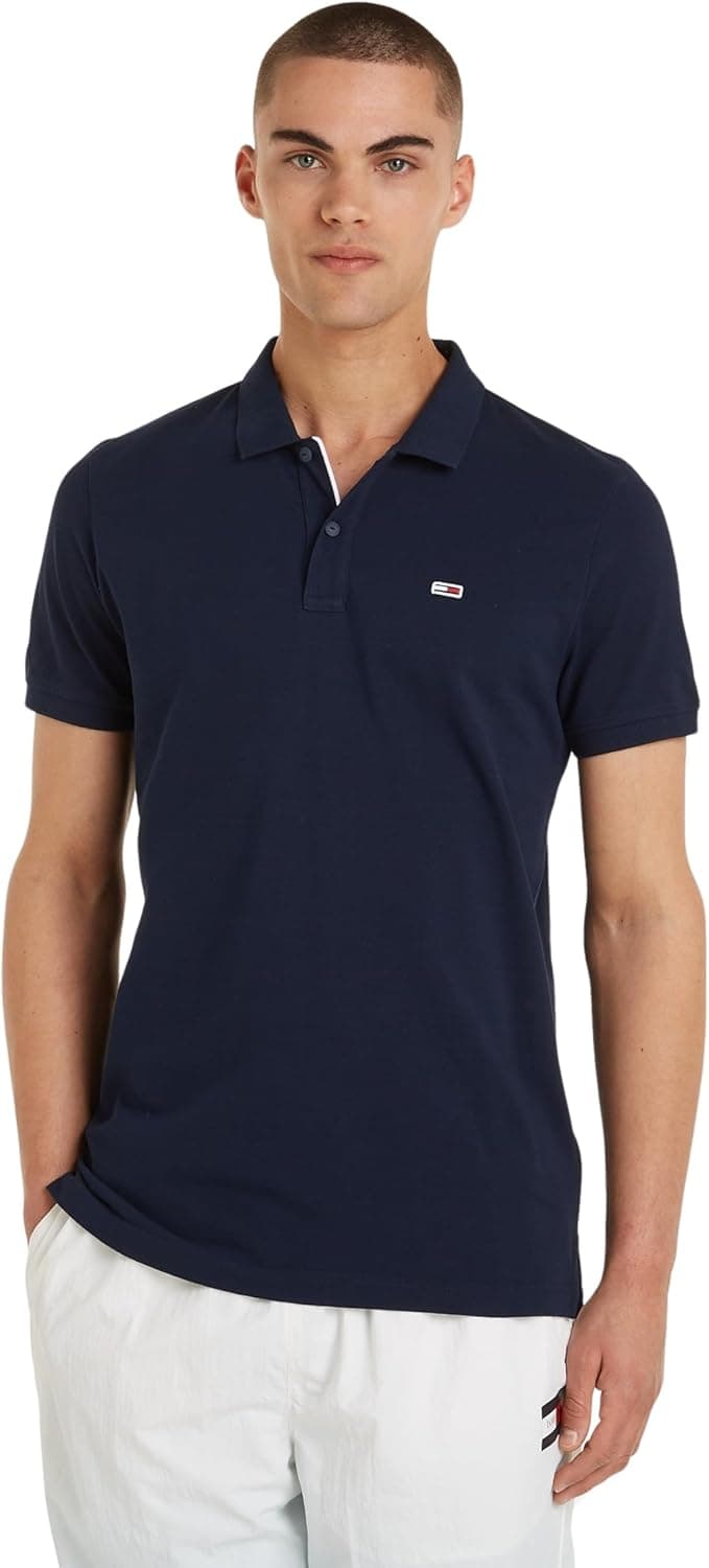 Tommy Jeans Camisa polo de manga curta para homem Slim Fit