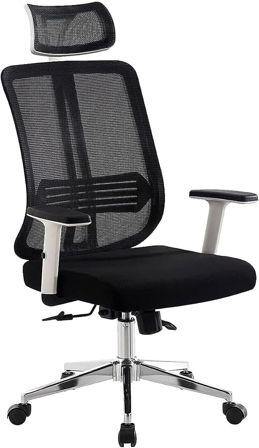 SHIITO | Cadeira giratória de escritório Airflex - ergonomia avançada, malha respirável, acabamento em branco, 120 x 48 x 61,5 cm