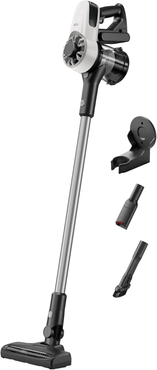 AEG AP31CB18IW Aspirador sem cabo, 18 V, autoromia de 30 min, limpeza suave e flexível, tecnologia ciclónica, filtros laváveis, depósito de 0,5 l, inclui 3 acessórios, cor branca