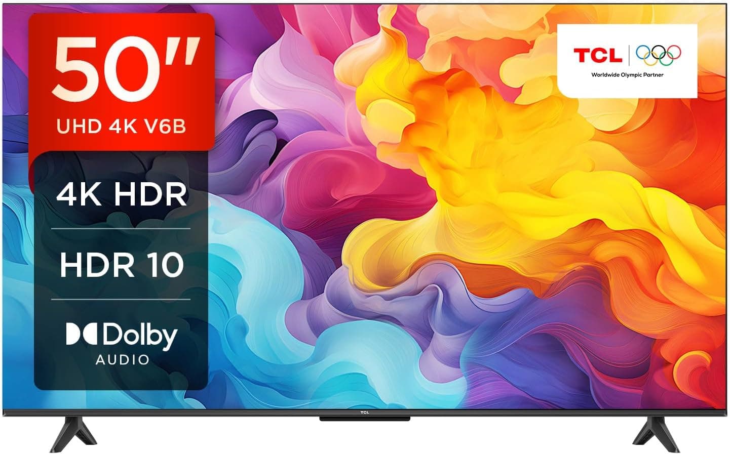 TCL 50V6B 50" 4K Ultra HD, HDR TV, Smart TV Powered by Google TV (áudio dolby, movimento clarity, controlo por voz, compatível com o Google Assistant, Chromecast integrado)