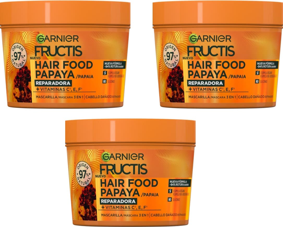 Garnier Fructis Hair Food máscara capilar de papaia, 400 ml x 3