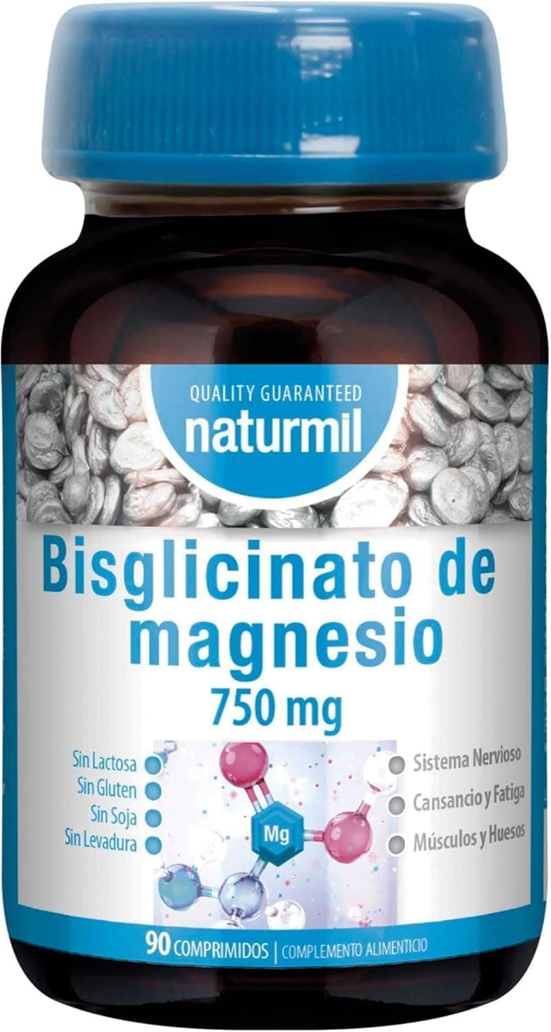 Naturmil Bisglicinato de magnésio 750 mg 90 comprimidos | Suporte muscular e nervoso
