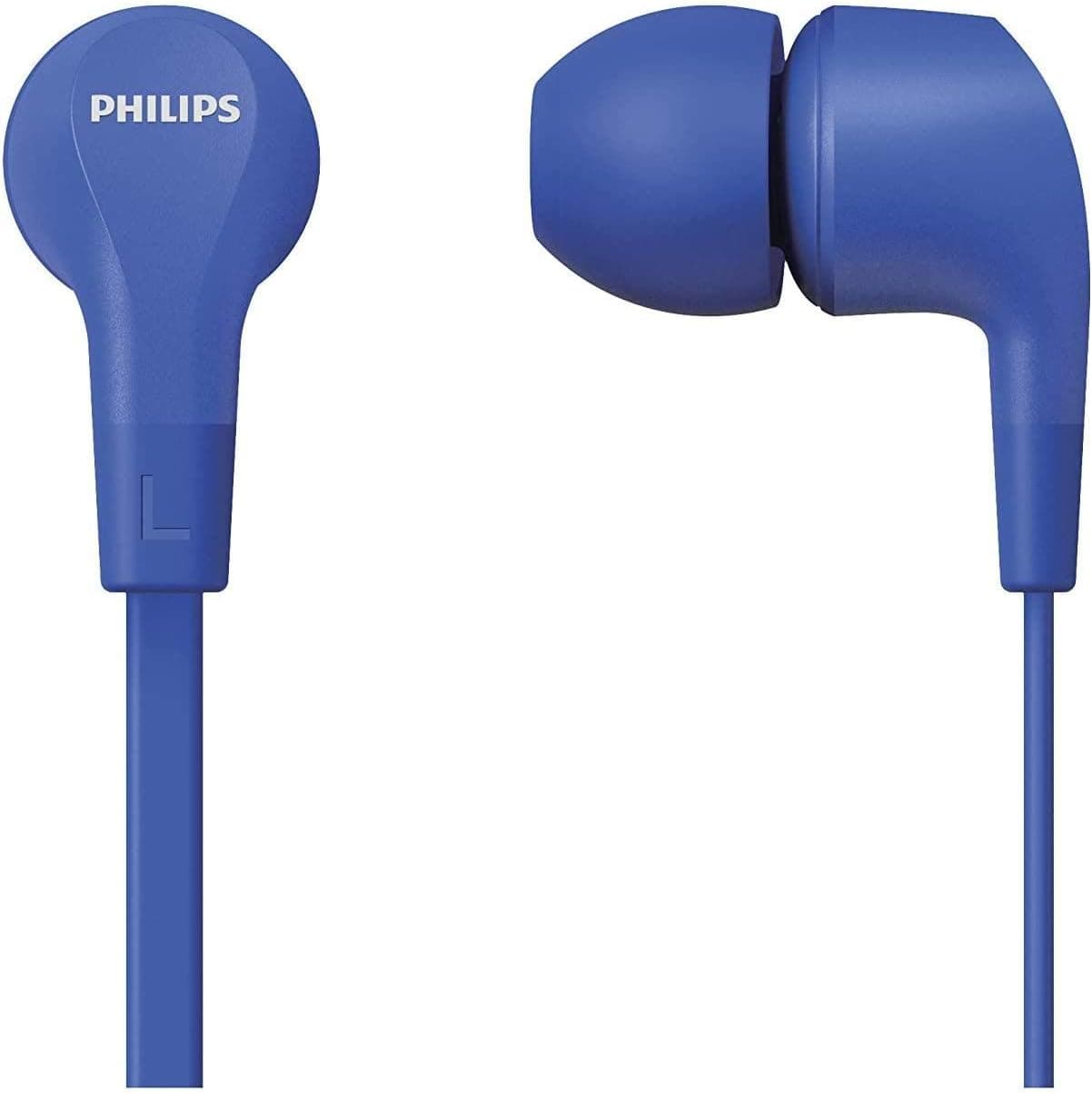 Philips Auriculares com cabo/controlos integrados, som nítido, baixos potentes, ajuste confortável/auriculares de cabo/capacetes com cabo Philips TAE1105BL/00, azul