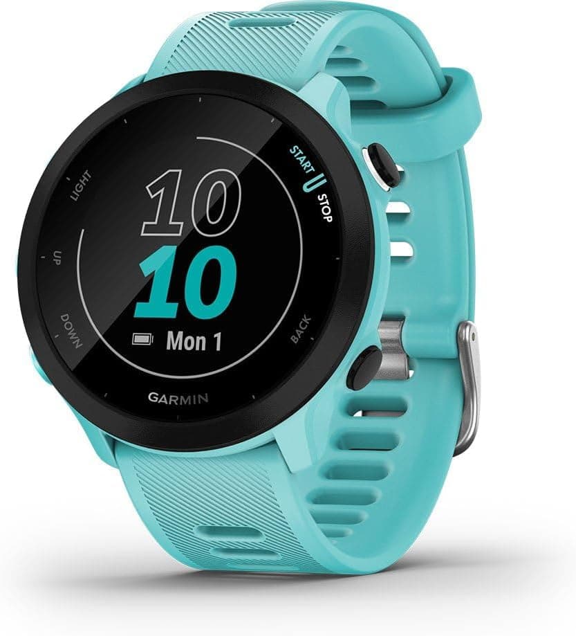 Garmin Forerunner 55 - Relógio inteligente para corrida com GPS, planos de treino, notificações e acompanhamento de bem-estar, turquesa