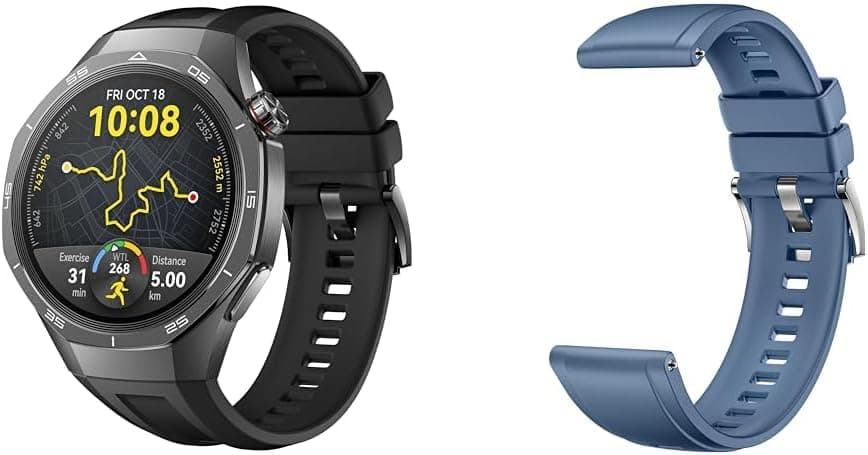 HUAWEI Watch GT 5 Pro 46 mm preto correia de fluoroelastómero EasyFit 3 azul