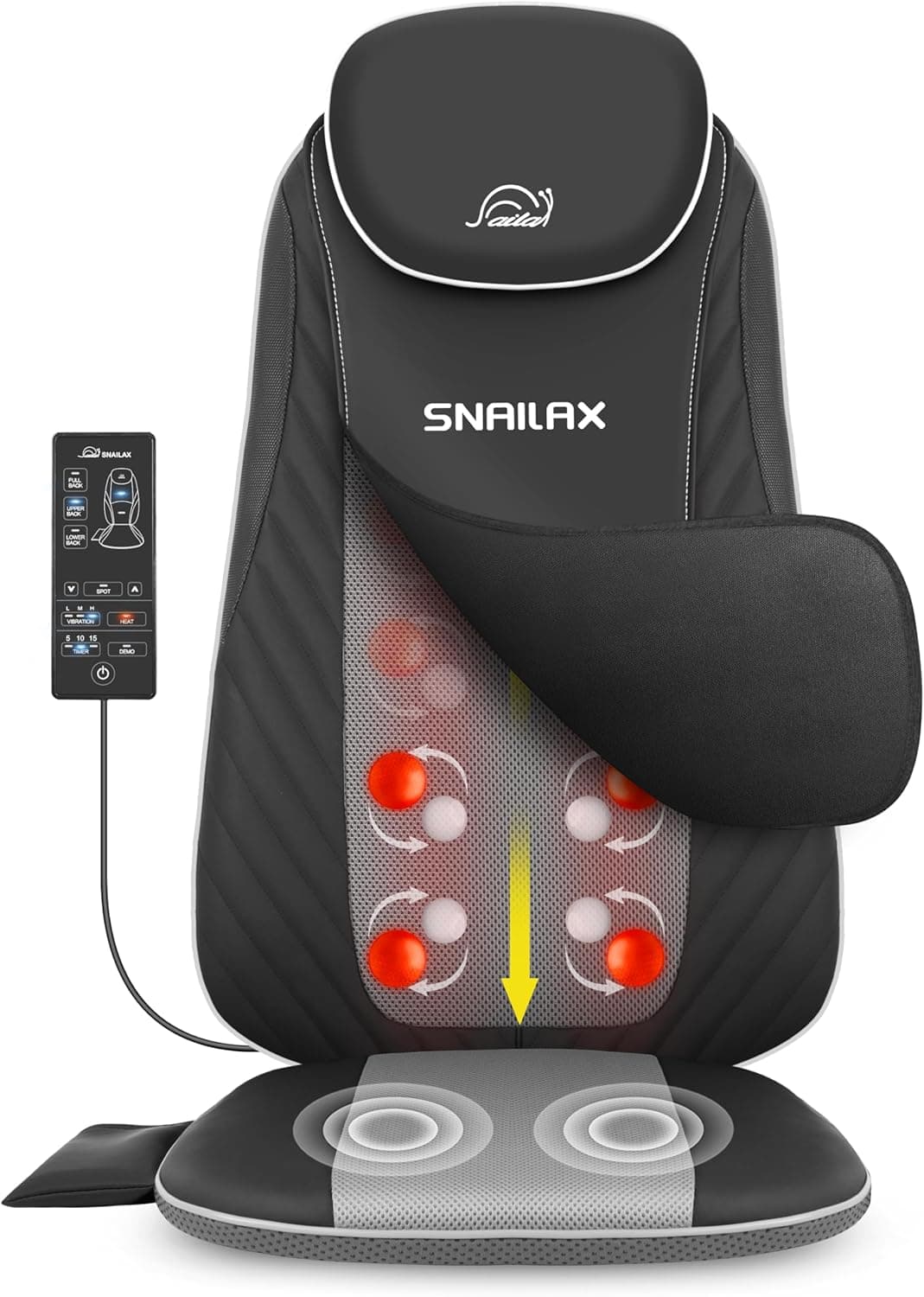 Snailax Shiatsu Massager Seat | Assento de massagem para costas e pescoço com função de calor e vibração