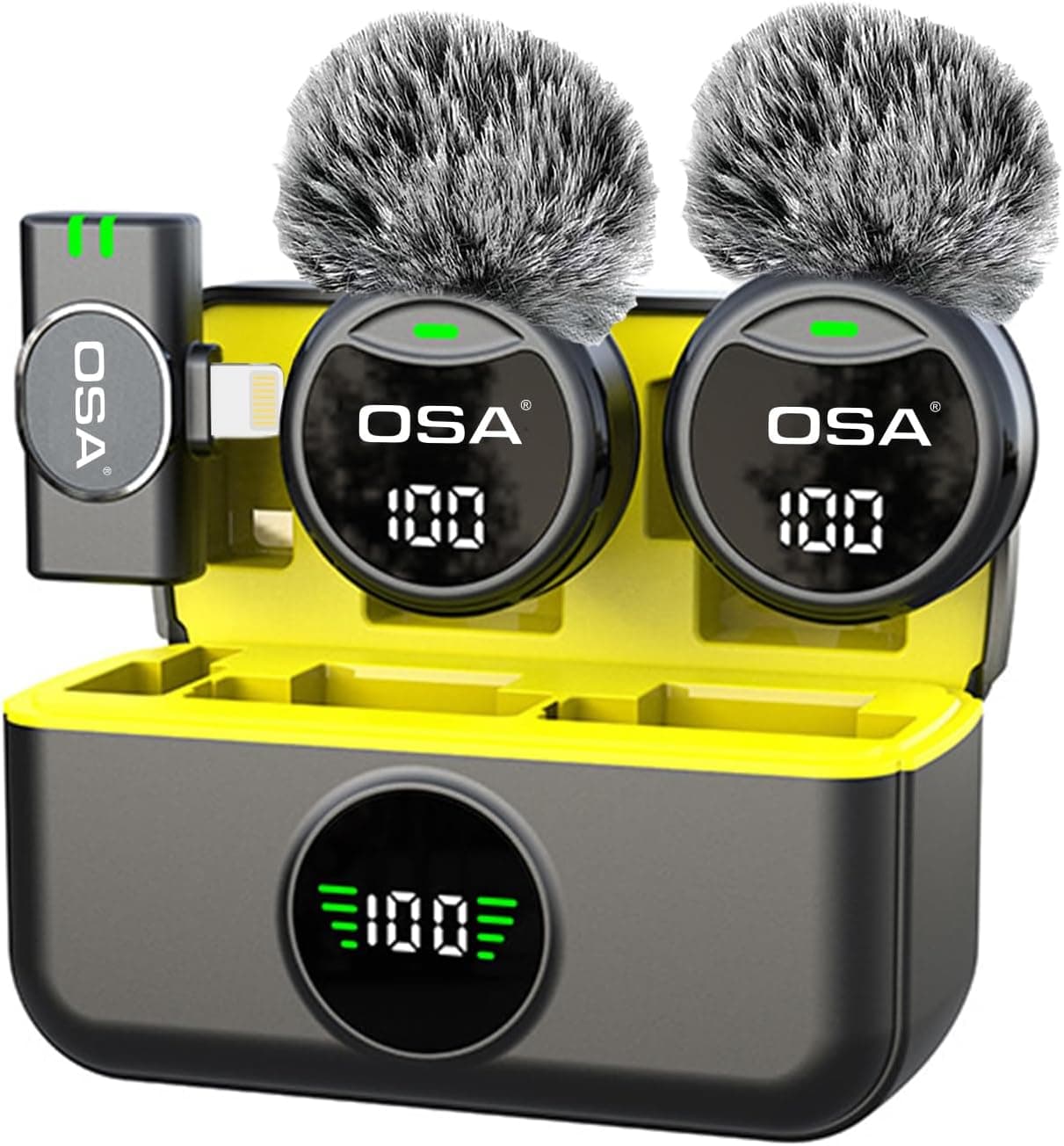 OSA Microfone Lapela para iPhone e iPad, mini microfone de lapela sem fio, bateria de 40 horas para gravação de vídeo, entrevistas, podcasts, Youtube, Vlogs