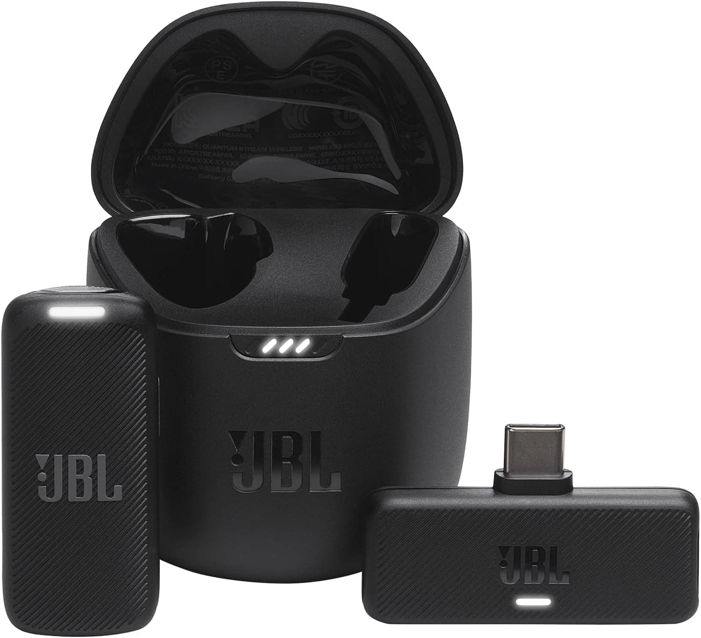 JBL Quantum Stream Wireless, microfone sem fios portátil para streaming e dongle USB-C para dispositivos Android, com gravação de 24 horas, em preto