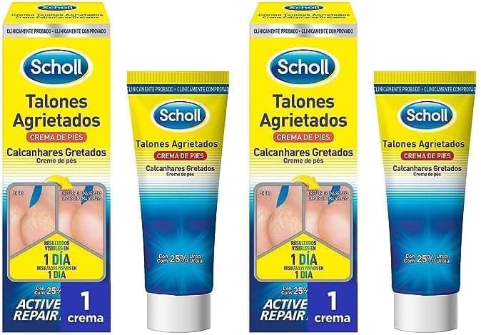 Scholl Creme reparador para saltos rachados, hidratação intensiva com ureia 25% e Active Repair K+, resultados VITYYKL em 1 dia, 60 ml (embalagem de 2)