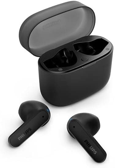 Philips TAT2149BK | Auriculares Bluetooth true wireless com estojo de carregamento compacto e chamadas cristalinas
