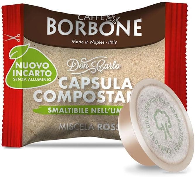 Caffè Borbone Don Carlo Cápsulas compostáveis, mistura de café vermelha, 100 cápsulas, compatíveis com máquinas de café lavazza * modo médio* para uso doméstico