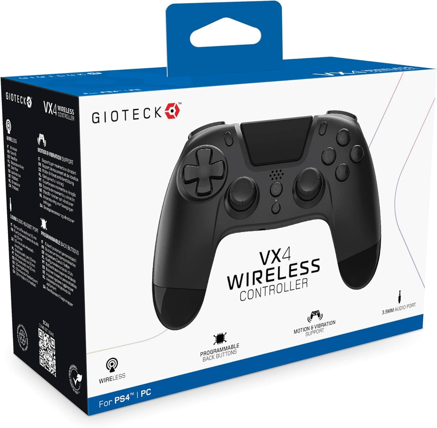 Gioteck - Controle sem fio VX-4 com botões programáveis ​​em preto para Playstation 4 e PC (PlayStation 4)