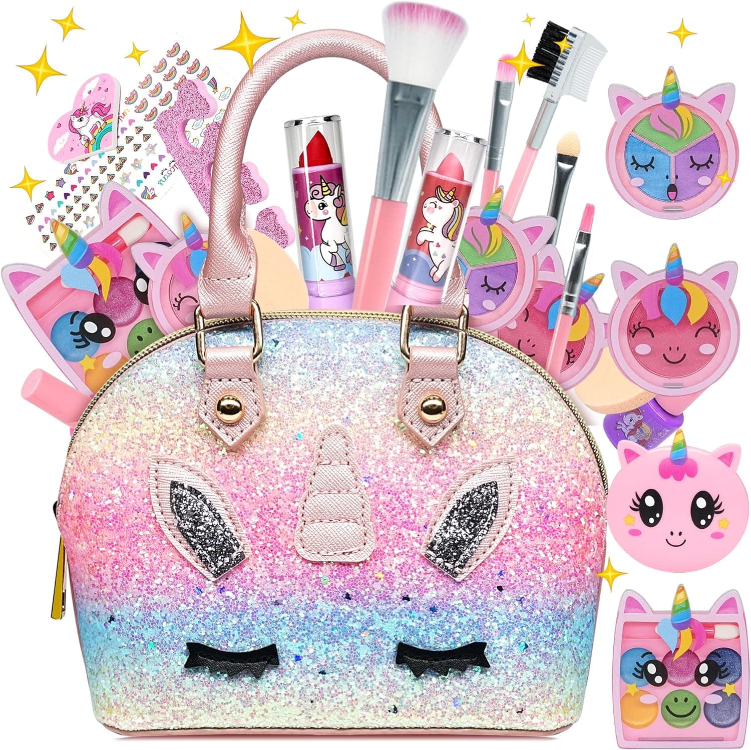 Kit de maquilhagem para crianças - unicórnio brinquedo maquilhagem para meninas conjunto de maquilhagem, conjunto de maquilhagem e não-tóxico, presente para meninas, Cadeau de Noël Anniversaire Jouet
