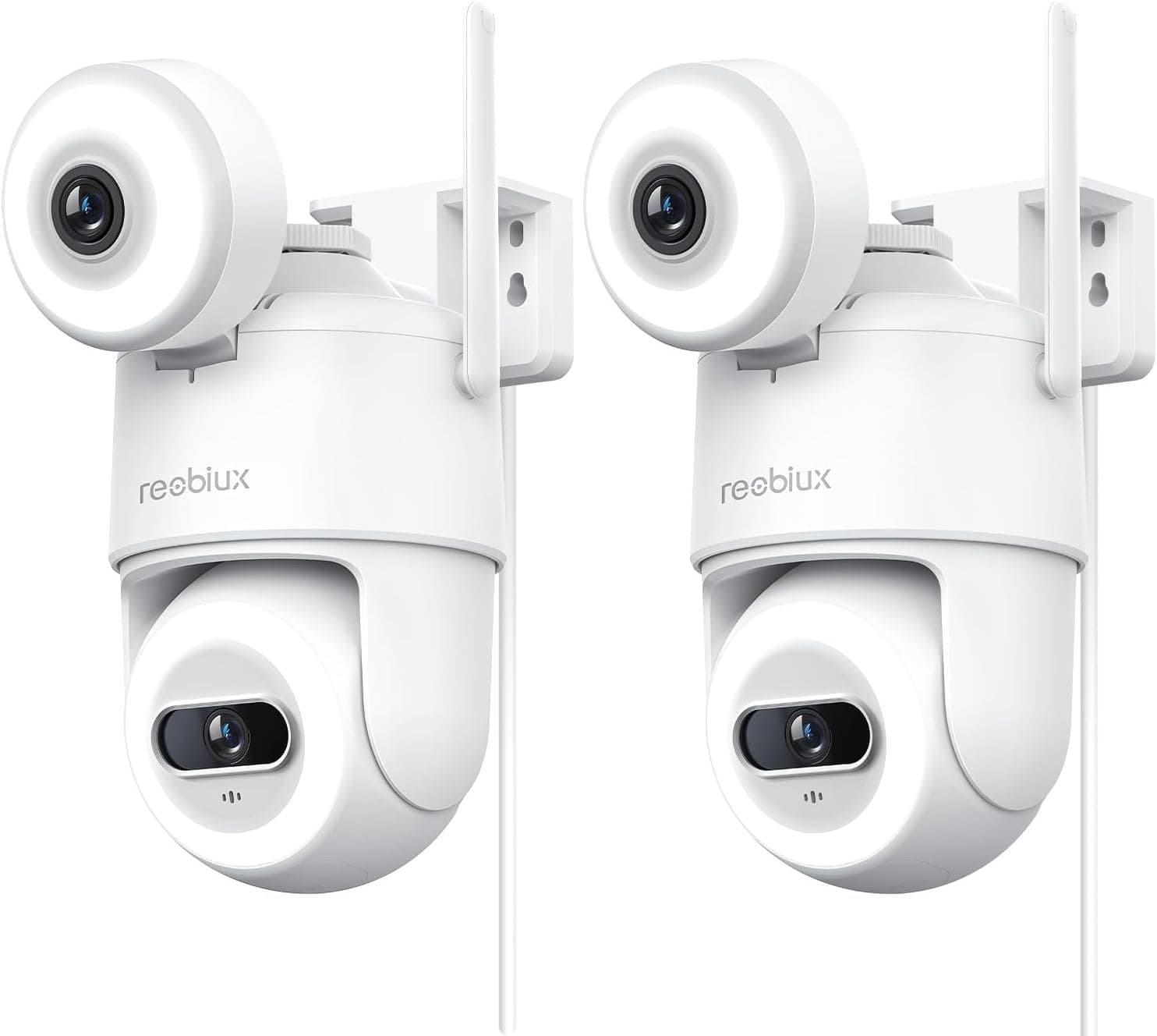Reobiux 2K Câmara de vigilância WiFi exterior com lente dupla, PTZ câmaras IP domicílio 355° com rastreamento humano automático, visão noturna de cor, áudio bidirecional, alarme de luz e som (2