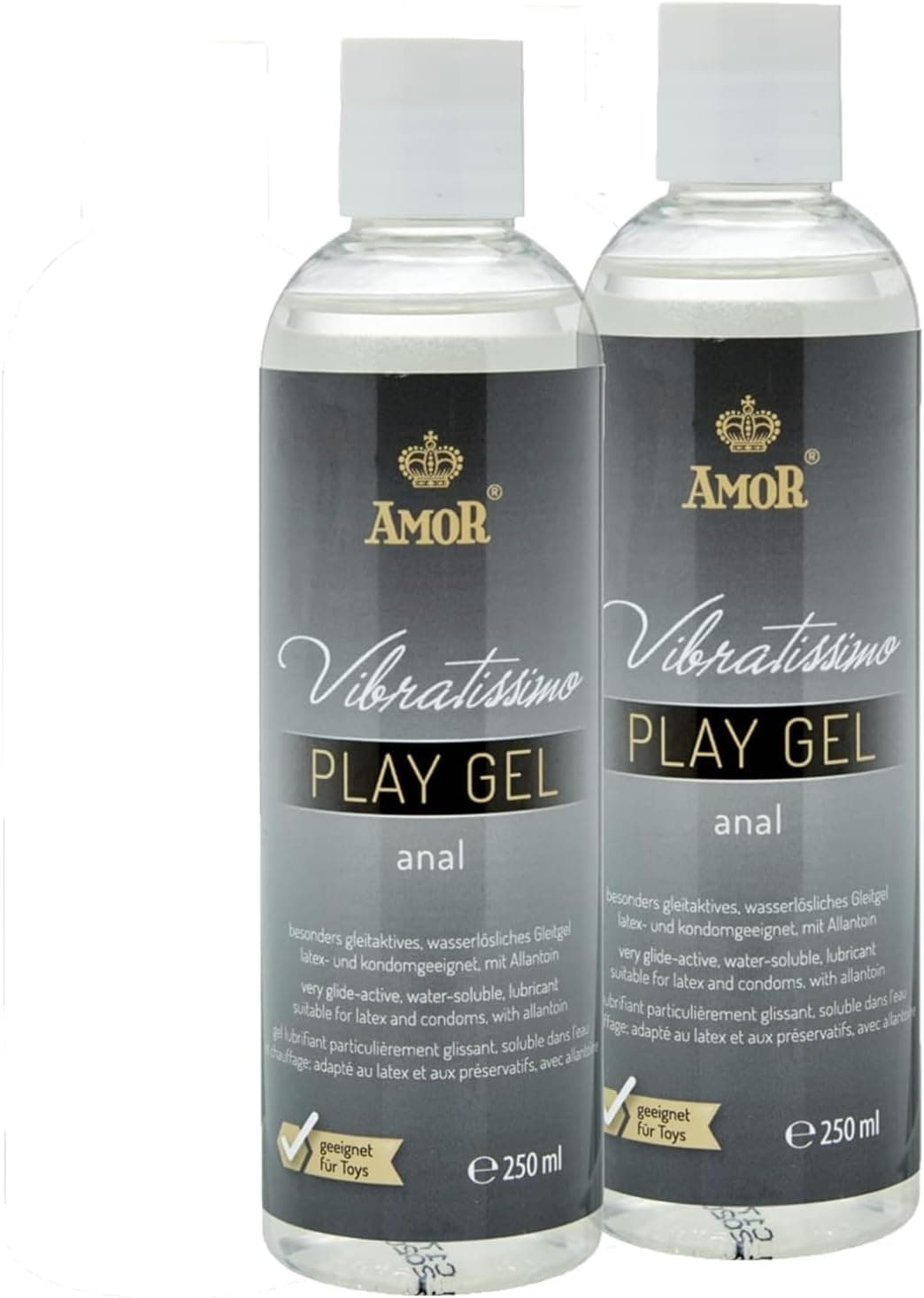 Vibratissimo Play Gel 2 x 250 ml I lubrificante extra deslizante I gel à base de água I lubrificante adequado para brinquedos de silicone e preservativos de látex I lubrificação à base de água