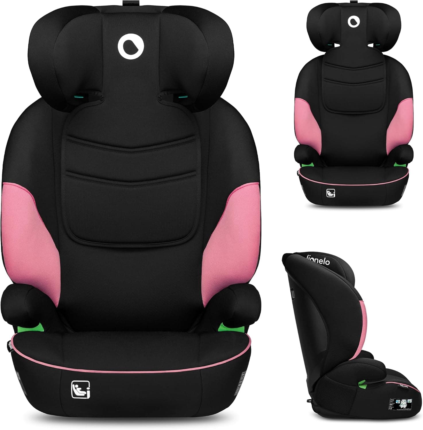 LIONELO LARS i-Size Cadeira de carro para bebés 100 - 150 cm grupo 2 3, proteção lateral 10 graus de ajuste do apoio de cabeça apoio de braços confortáveis encosto removível construção ImpactGuard