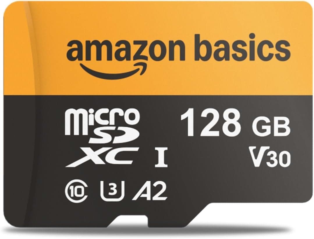 Amazon Basics Placa MicroSDXC de 128 GB com adaptador, velocidade de leitura de até 200 MB/s