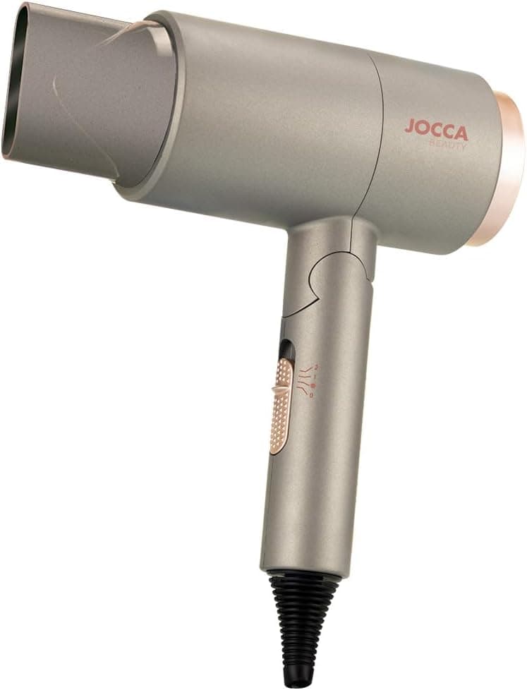 JOCCA - Secador de cabelo dobrável com difusor e acessórios incluídos/potência 1800 - 2200 W / 3 temperaturas e 2 velocidades/função de golpe ar frio