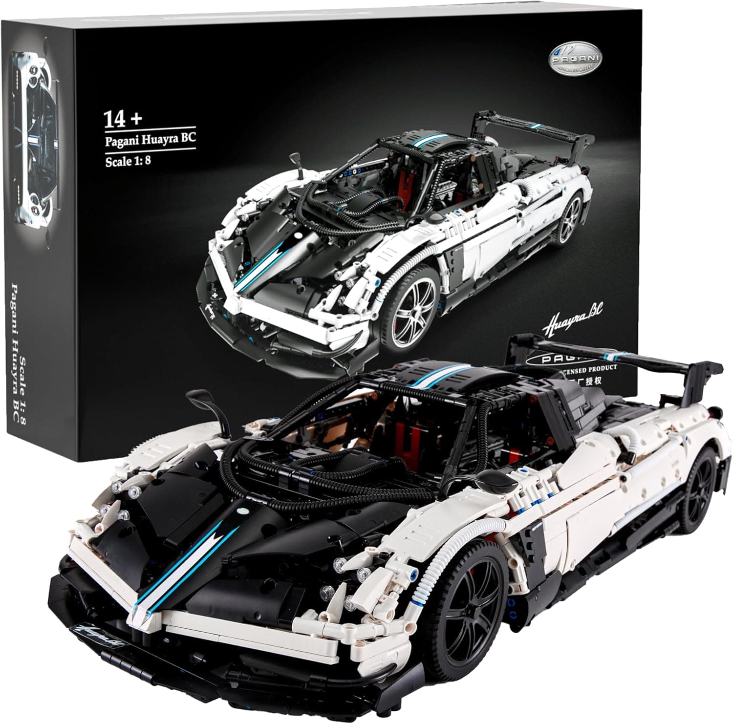 CANALLA Rastar Carro Maquete para adulto - Pagani Huayra BC Remote 2899 peças | Para construir com peças, montar, montar, colecionar - Controlo remoto | Réplica escala 1:8 - Amantes de carros