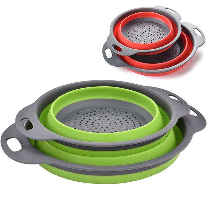 Coadores de silicone dobráveis, ecológicos, não tóxicos, fácil de limpar, 2 tamanhos, incluindo 8 polegadas e 9,5 polegadas