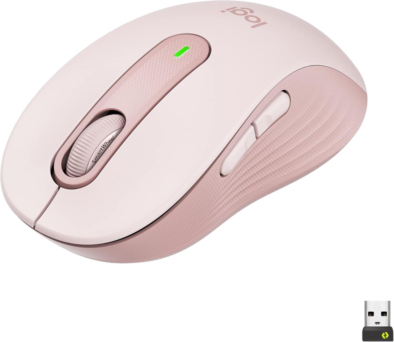 Logitech Signature M650 rato sem fios - para mãos pequenas e médias, pilha de 2 anos, cliques silenciosos, botões personalizáveis, Bluetooth, PC/Mac/multidispositivo/Chromebook - rosa