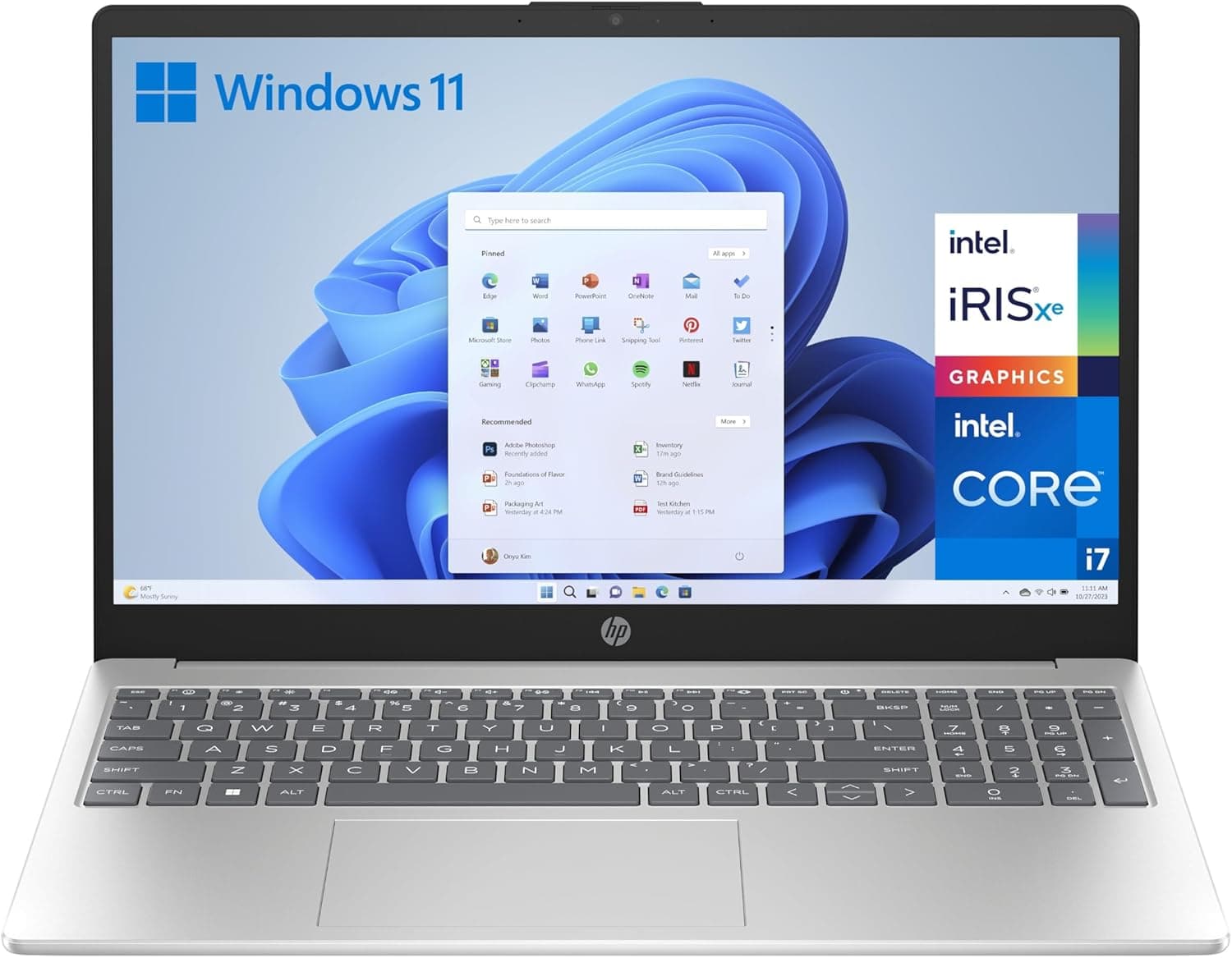 HP 15-fd0196ns Computador portátil FHD de 15,6", Intel Core i7-1355U, 16 GB RAM, 1TB SSD, Intel Iris Xe Graphics, Windows 11), prateado e azul, teclado QWERTY espanhol