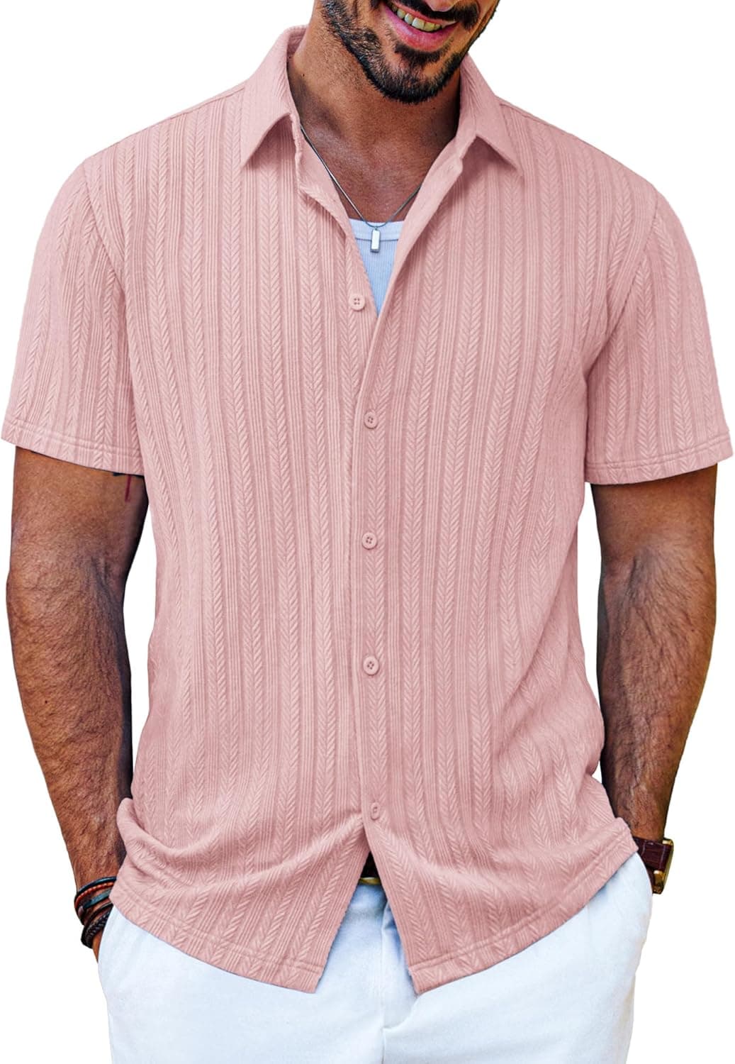 PJ PAUL JONES Camisa básica de manga curta para homem