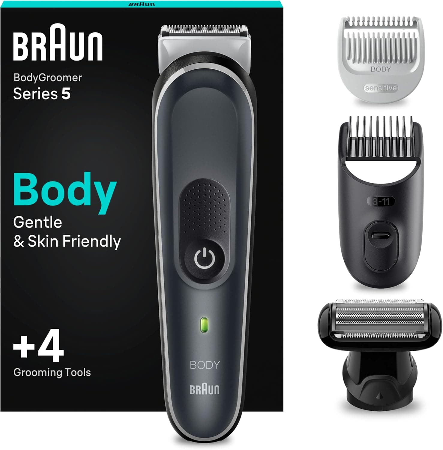 Braun Aparador corporal série 5 5370, aparador corporal para homens, depilação masculina para todo o corpo sem esforço, máquina de barbear homem, máquina de barbear