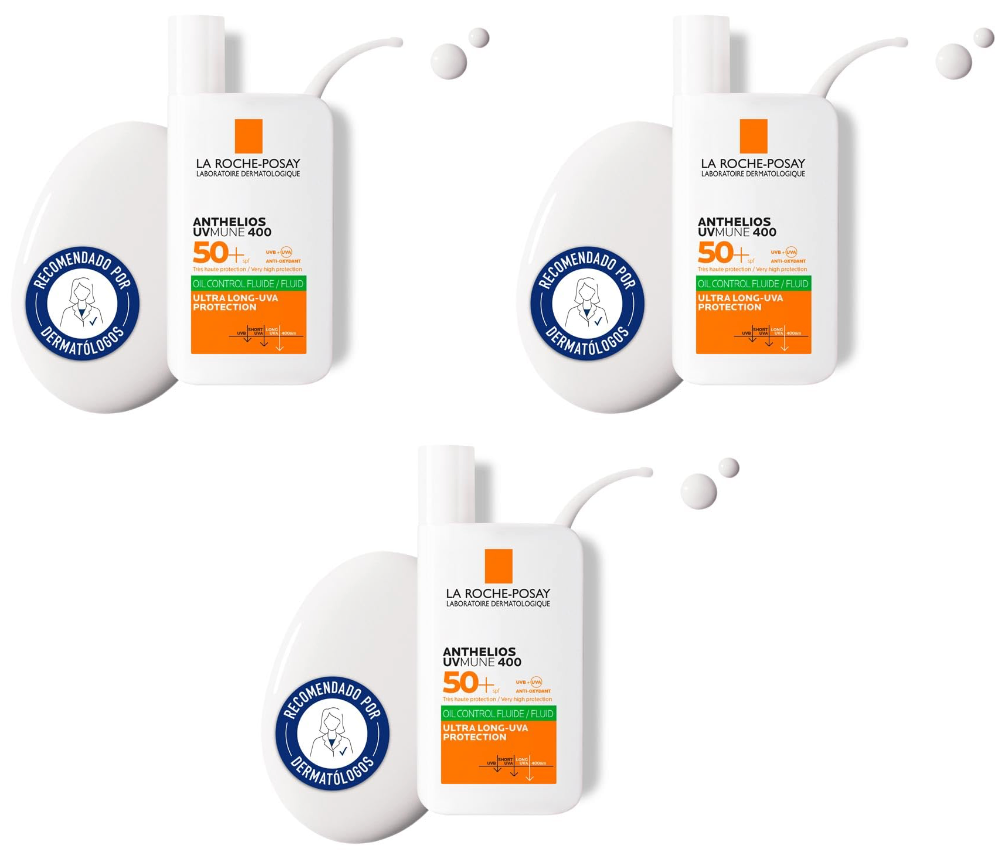 La Roche-Posay Anthelios UV-MUNE 400 Oil Control – Fluido invisível SPF50+, efeito matificante 24h, resistente à água, suor e areia, com Mexoryl 400, 50 ml