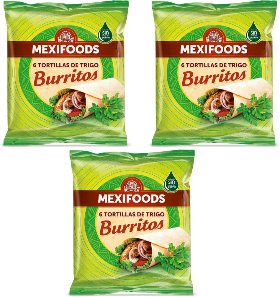 Mexifoods 6 Tortilhas de trigo borrito, 370 g  x 3