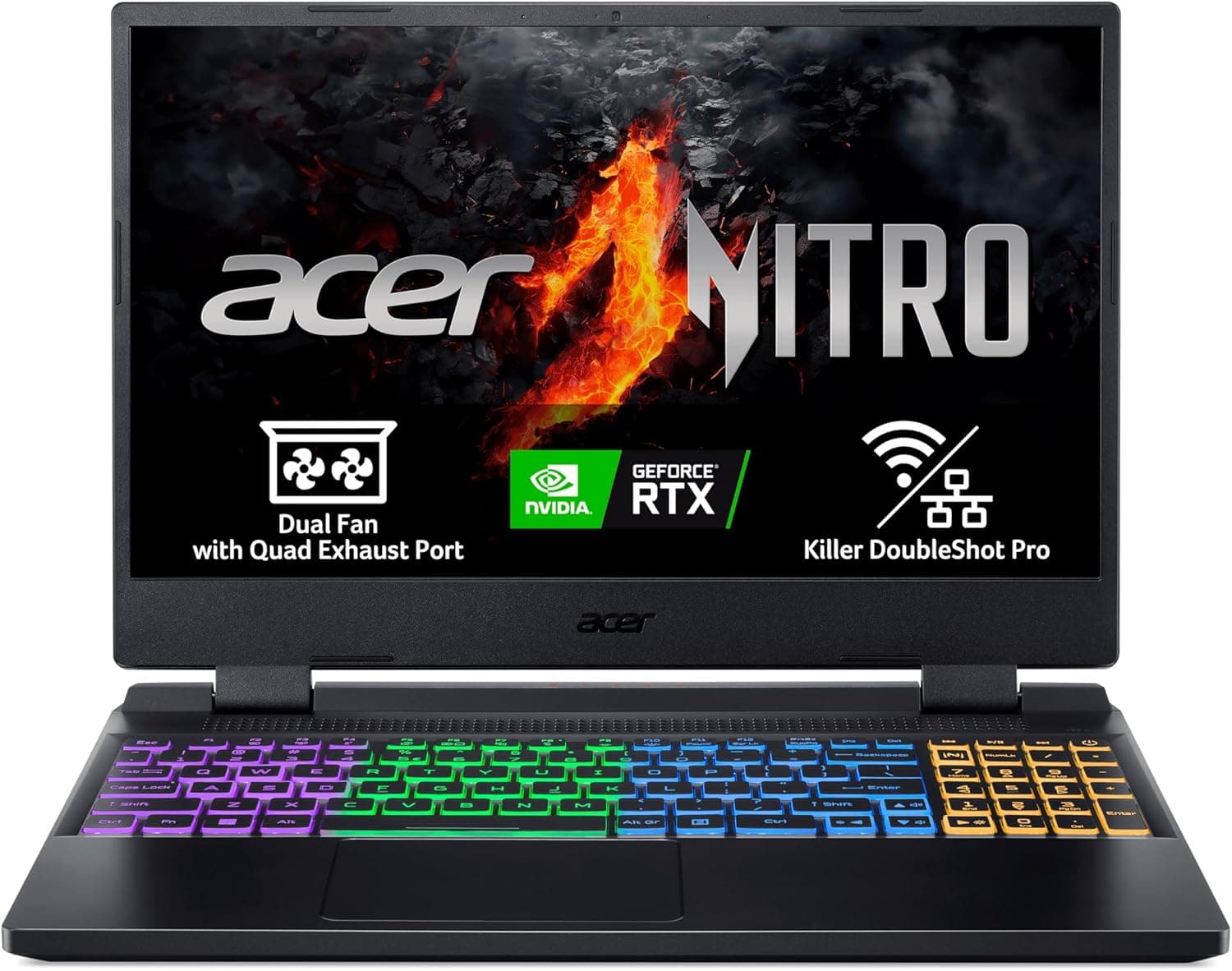 Acer Nitro 5 AN515-58 Computador portátil Gaming Full HD IPS 144Hz (Intel Core i9-12900H, 16 GB RAM, 1 TB SSD, NVIDIA GeForce RTX 4060, sem sistema operativo), cor Preto - Teclado lado QWERTY espanhol