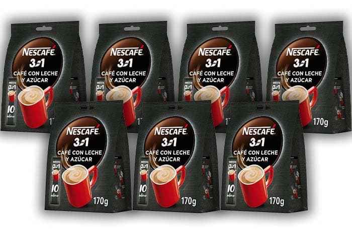 Nescafé 3 em 1, café solúvel natural com leite e açúcar, 170g x 7