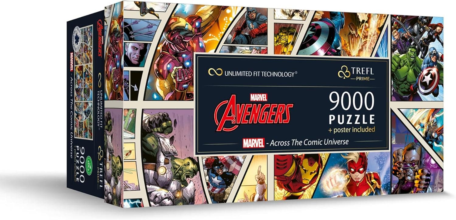 Trefl Prime - Puzzle UFT: Marvel - Across The Comic Universe - 9000 peças, quebra-cabeças grandes, bio, EKO, colagem com super-heróis, entretenimento para adultos e crianças a partir de 12 anos